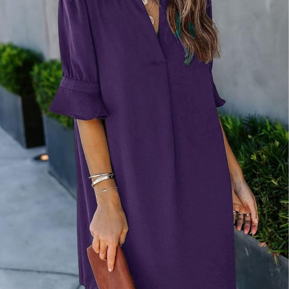 Elegant Purple Women's Dress - Picture 5 of 7